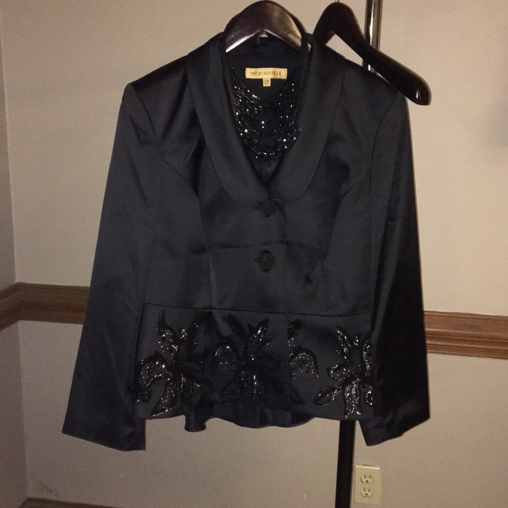 Nipon Boutique satin skirt suit
